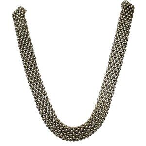 Vintage DSMK STAINLESS STEEL MESH RHINESTONE TOGGLE 19.5" NECKLACE A3
